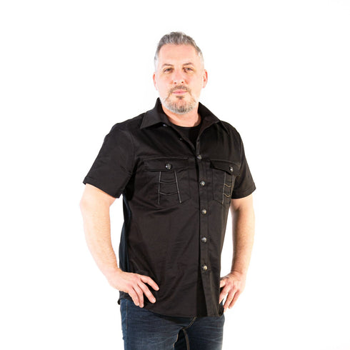 SiaLinda for Men: Hemd Kjell, kurzärmlig, dezenter Military Style, Baumwolle - SiaLinda.com